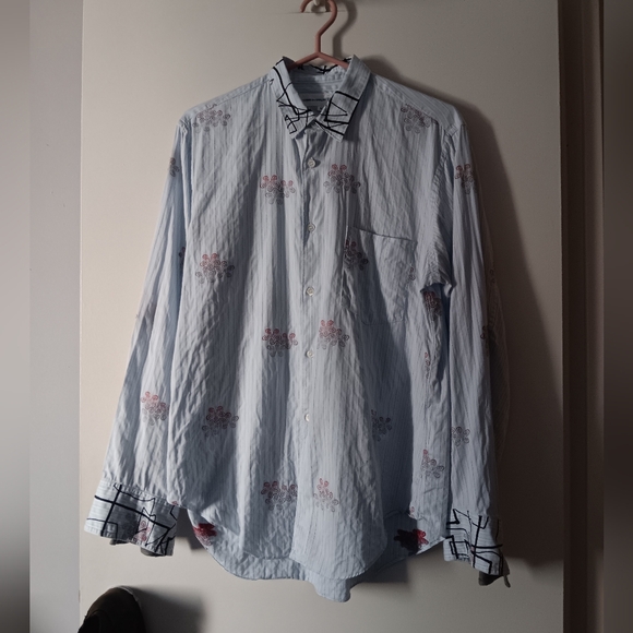 Comme des Garcons Other - COMME DES GARCONS Blue Cotton Embroidered Shirt M